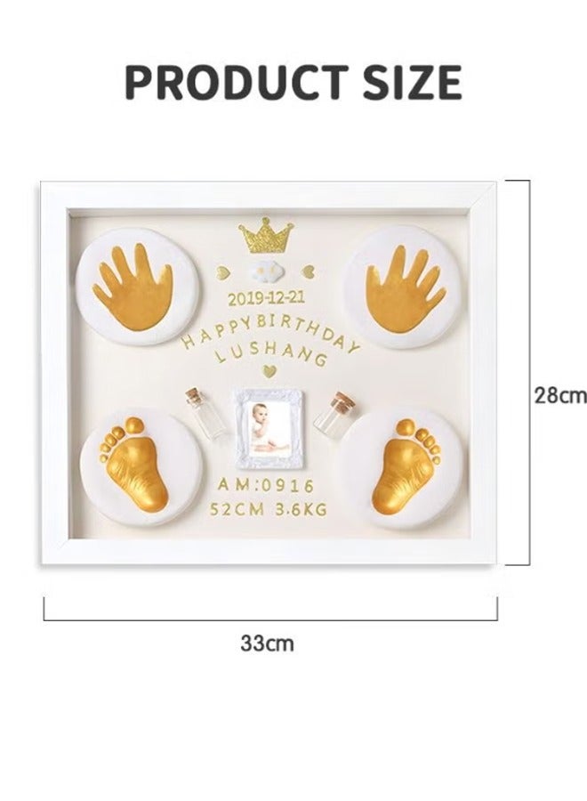 LABNNA Baby Handprint and Footprint Clay Frame,Personalized Keepsake Kit with Gold Lettering and Glass Display Perfect for Newborns Modern White Design Ideal Baby Memory Gift Nursery Picture Frames - Image 5